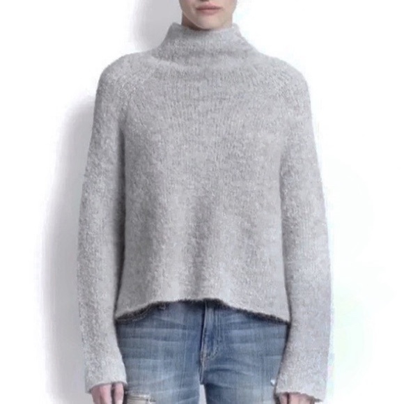 REBECCA TAYLOR | Oversized Mock Neck Cropped Sweater in Grey | XS/S - Picture 2 of 8